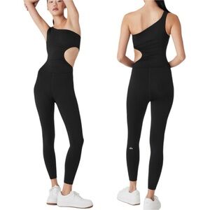 Alo 7/8 Decadent Bodysuit one shoulder small black